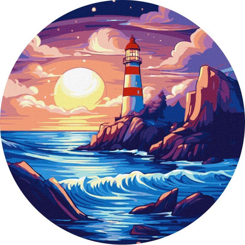 Picturi pe numere cu Peisaje - Far la ocean