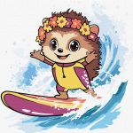 Picturi pe numere cu Animale - Arici la surf