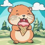 Picturi pe numere cu Animale - Hamster cu înghețată