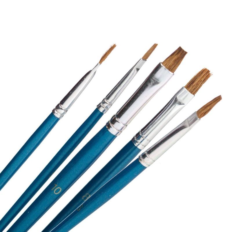 Set Pensule Pictura cu Varf Plat Albastre - 5 buc