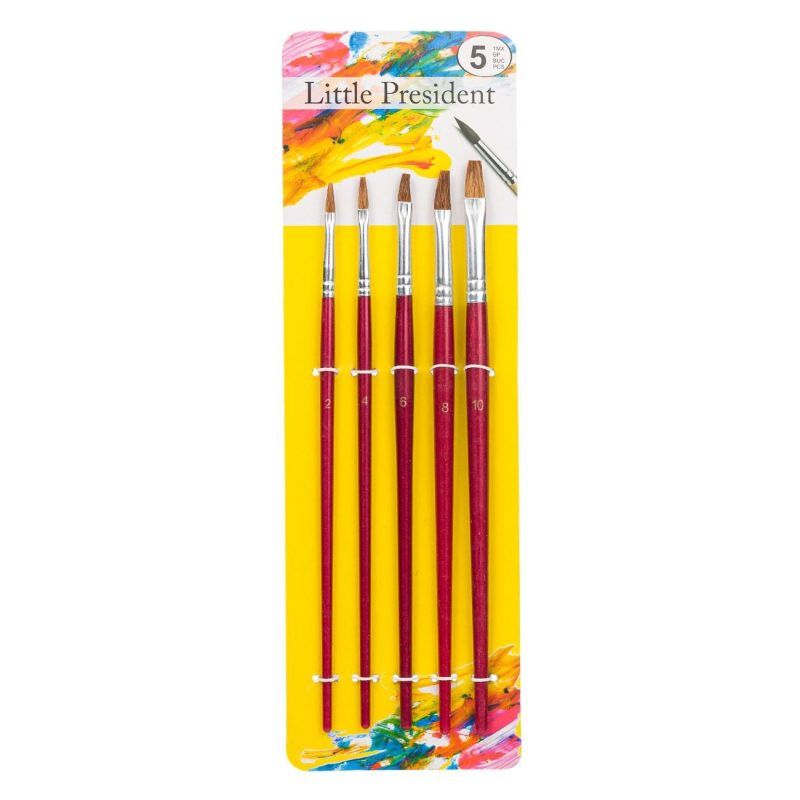 Picturi pe numere cu Accesorii Pictură - Set Pensule Pictura cu Varf Plat Roșii – 5 buc
