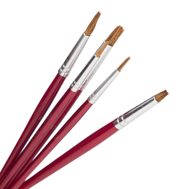 Set Pensule Pictura cu Varf Plat Roșii - 5 buc