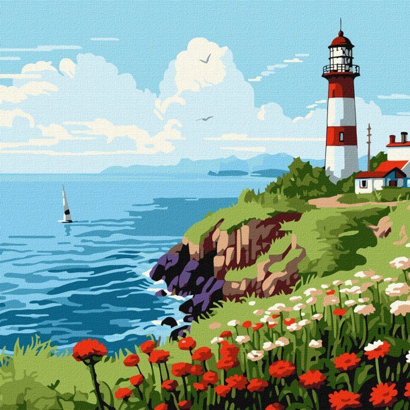 Picturi pe numere cu Peisaje - Far la orizont