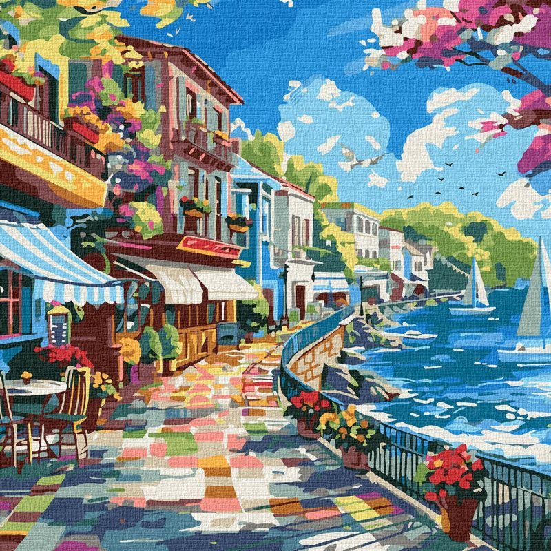 Picturi pe numere cu Peisaje - Faleză la ocean