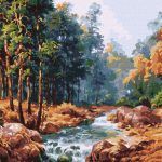 Picturi pe numere cu Peisaje - Cascadă în Carpați