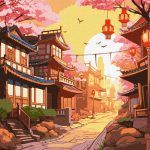 Picturi pe numere cu Clăridi - Stradă Japoneză