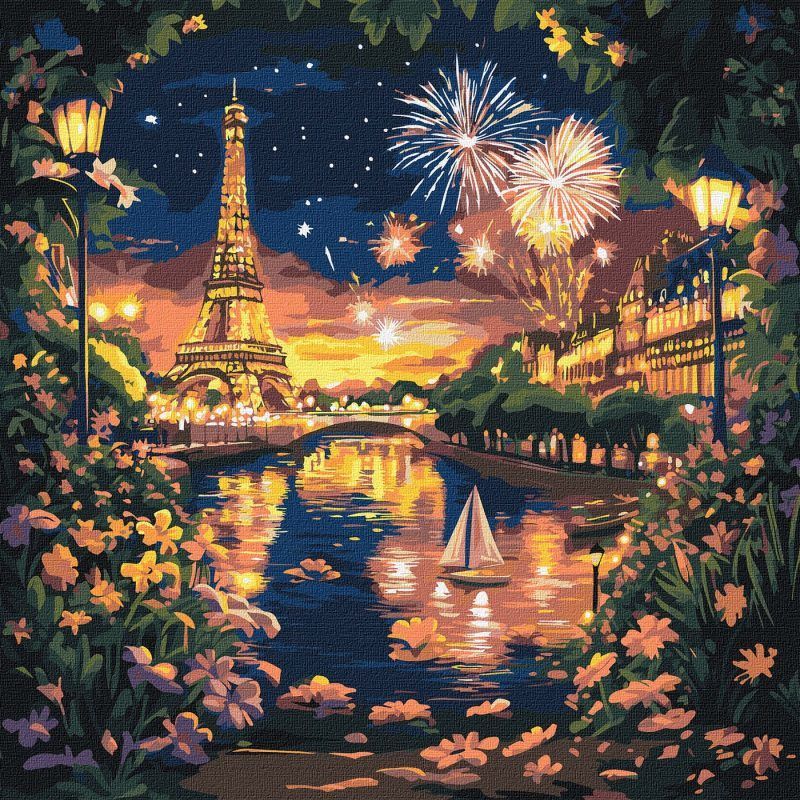 Picturi pe numere cu Peisaje - Artificii în Paris