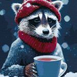 Picturi pe numere cu Animale - Raton la cafeluță