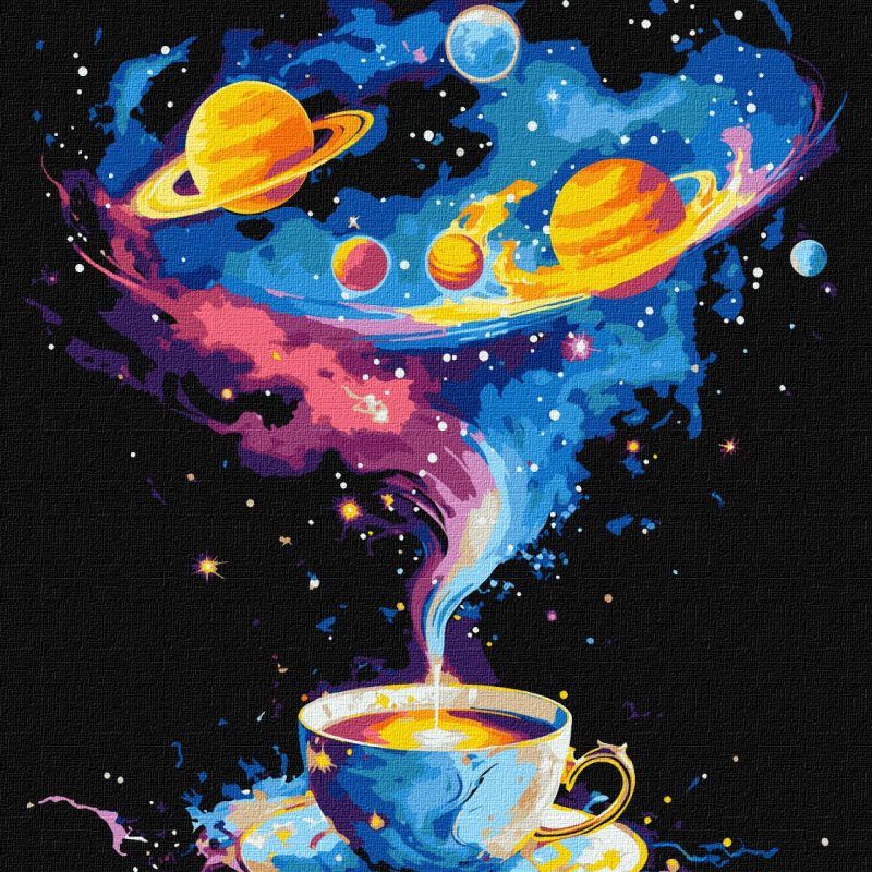 Picturi pe numere cu Abstracte - Vortex spațial cu vopsele metalizate