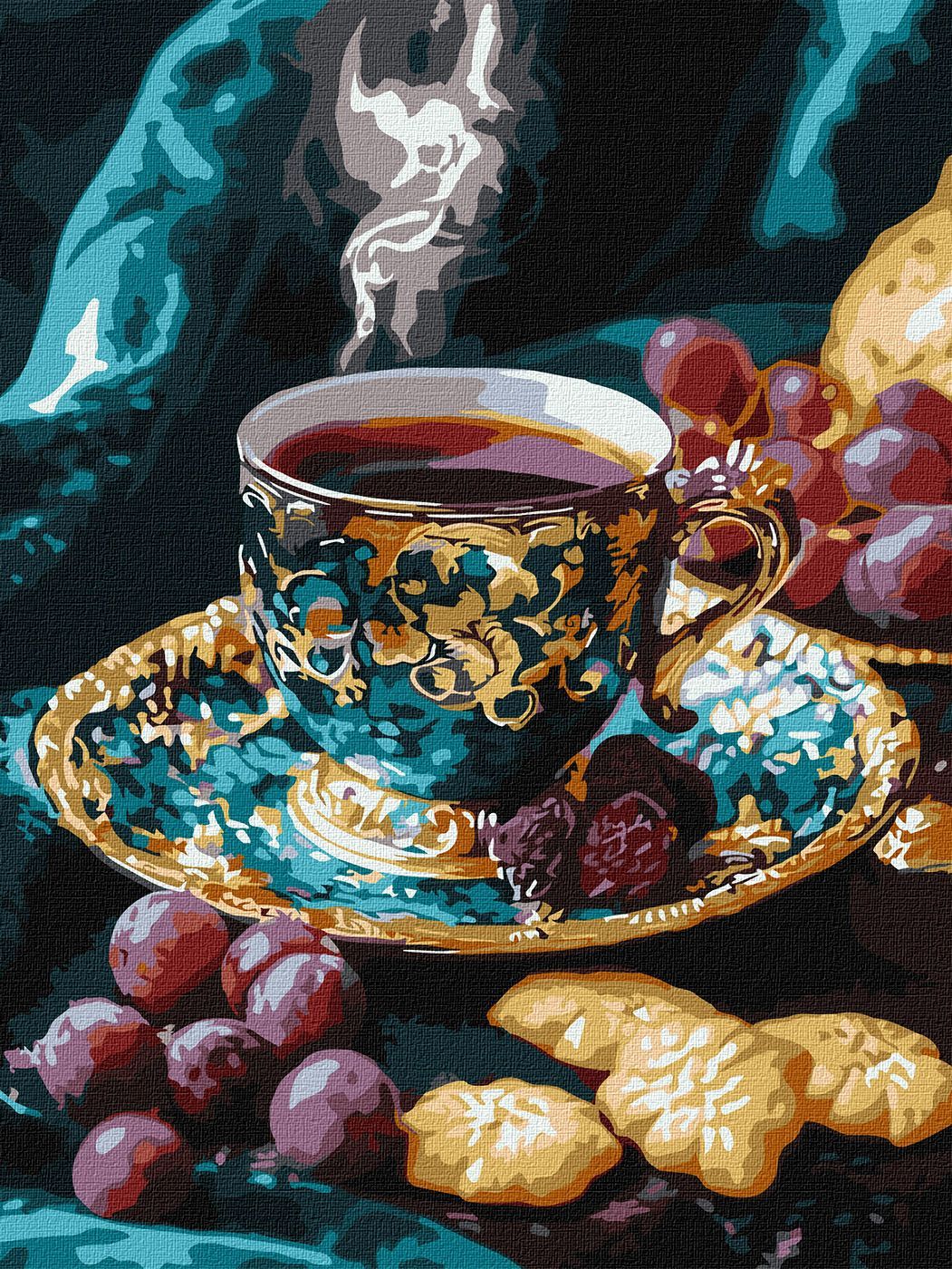 Picturi pe numere cu Natură Statică - Cafea turcească cu vopsele metalizate
