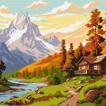 Picturi pe numere cu Peisaje - Cabană în munți