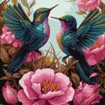 Picturi pe numere cu Păsări - Colibri sofisticate cu vopsele extra metalizate