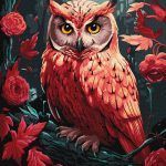 Picturi pe numere cu Păsări - Bufniță colorată cu vopsele extra metalizate