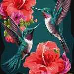 Picturi pe numere cu Păsări - Colibri de smarald cu vopsele extra metalizate