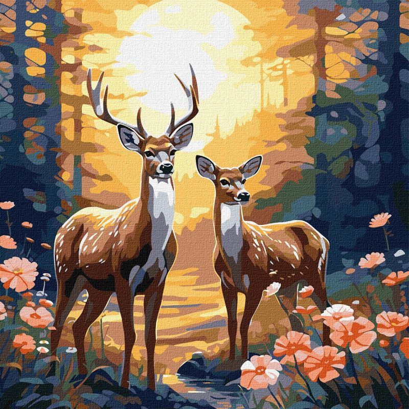 Picturi pe numere cu Animale - Căprioare elegant