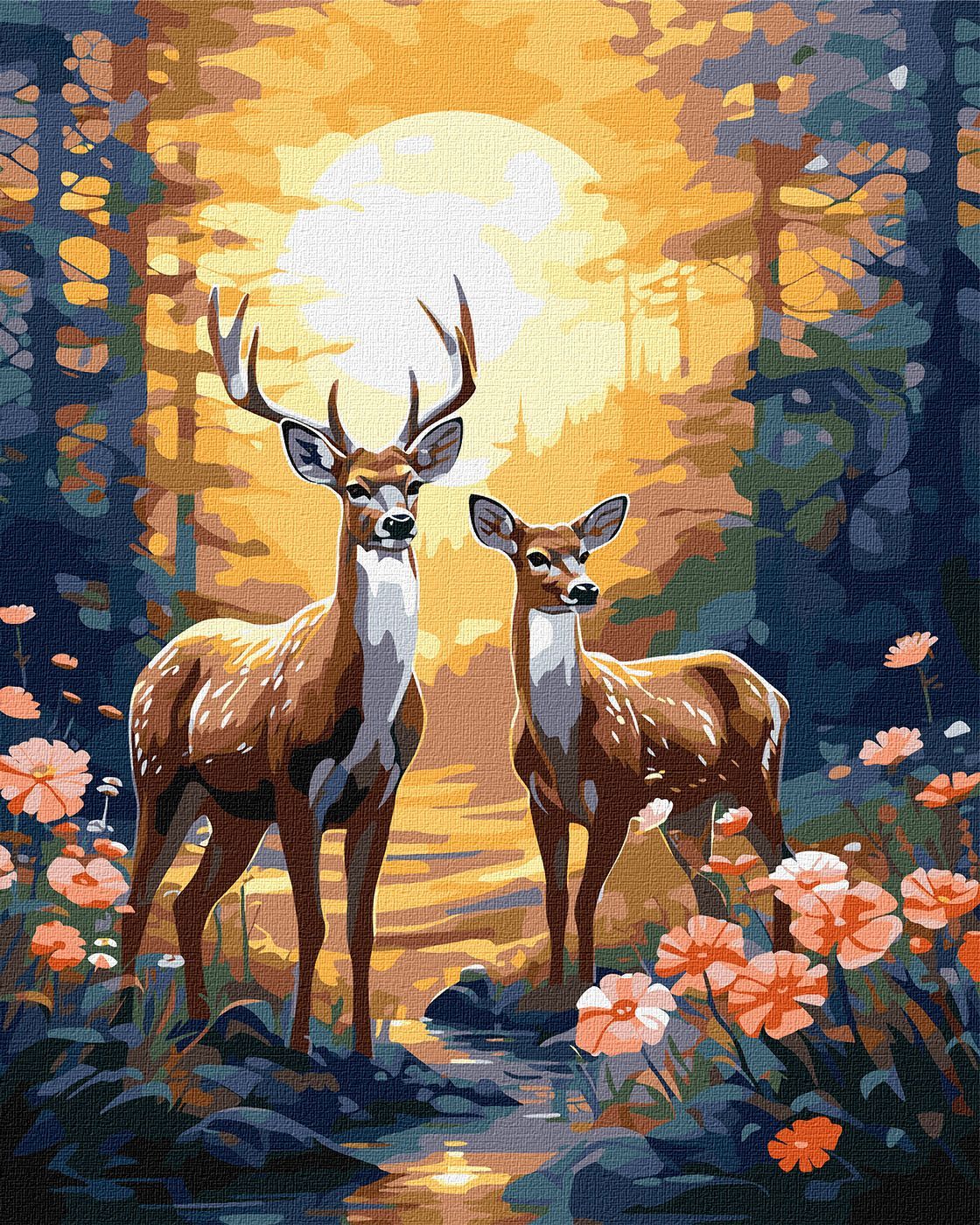 Picturi pe numere cu Animale - Căprioare elegant