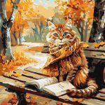 Picturi pe numere cu Animale - Motan în parc