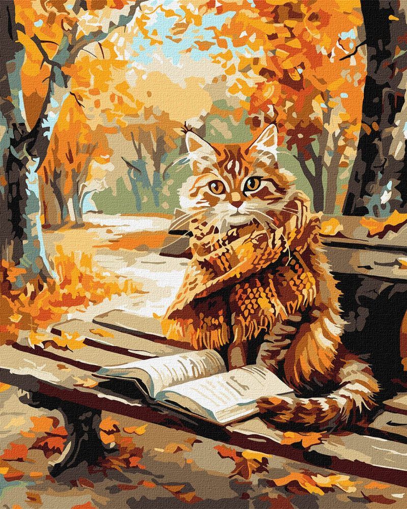 Picturi pe numere cu Animale - Motan în parc