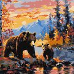 Picturi pe numere cu Animale - Familie de urși