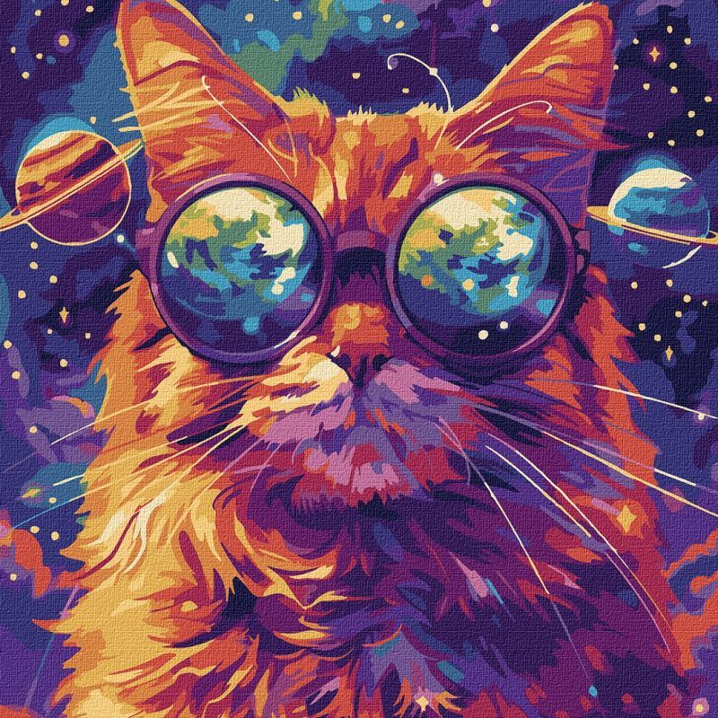 Picturi pe numere cu Animale - Pisică în stele