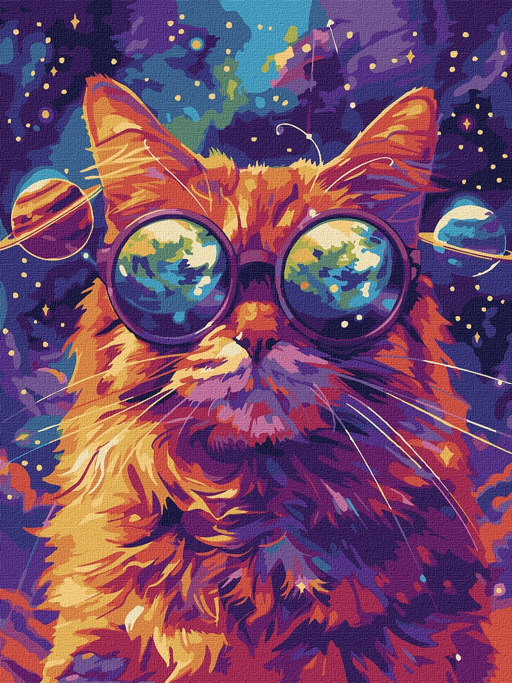 Picturi pe numere cu Animale - Pisică în stele