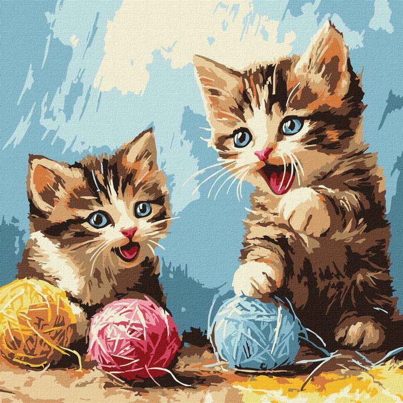 Picturi pe numere cu Animale - Pisici cu gheme