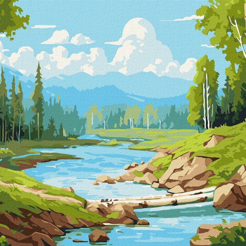 Picturi pe numere cu Peisaje - În dumbrava de mesteacăn