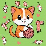 Picturi pe numere cu Animale - Pisică cu ghem 3