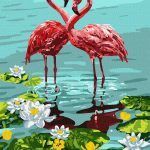 Picturi pe numere cu Păsări - Pereche de flamingo