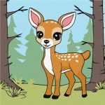 Picturi pe numere cu Animale - Micuță căprioară adorabilă