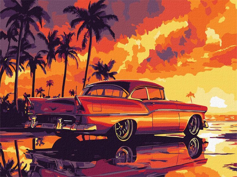 Picturi pe numere cu Mașini - Apus retro