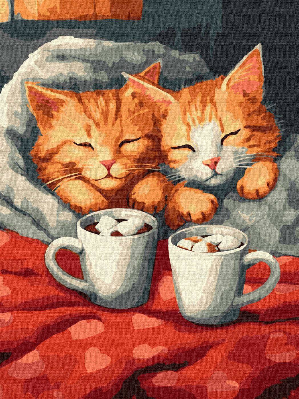 Picturi pe numere cu Animale - Pisici îndrăgostite