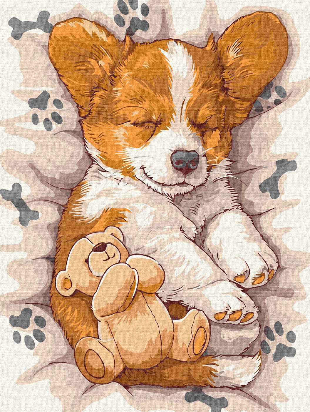 Picturi pe numere cu Animale - Corgi somnoros