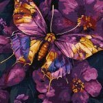 Picturi pe numere cu Păsări - Fluture auriu cu vopsele extra metalizate