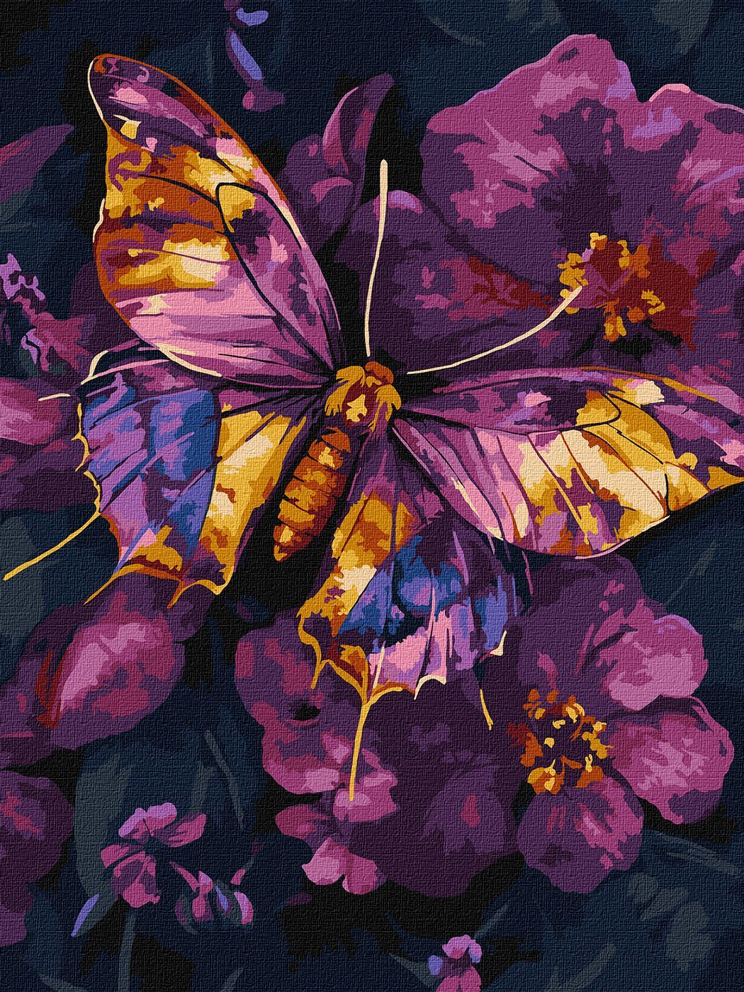 Picturi pe numere cu Păsări - Fluture auriu cu vopsele extra metalizate