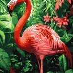 Picturi pe numere cu Păsări - Flamingo la tropice