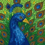 Picturi pe numere cu Păsări - Păun în vitraliu