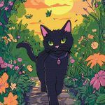 Picturi pe numere cu Pisici - O pisică în grădină