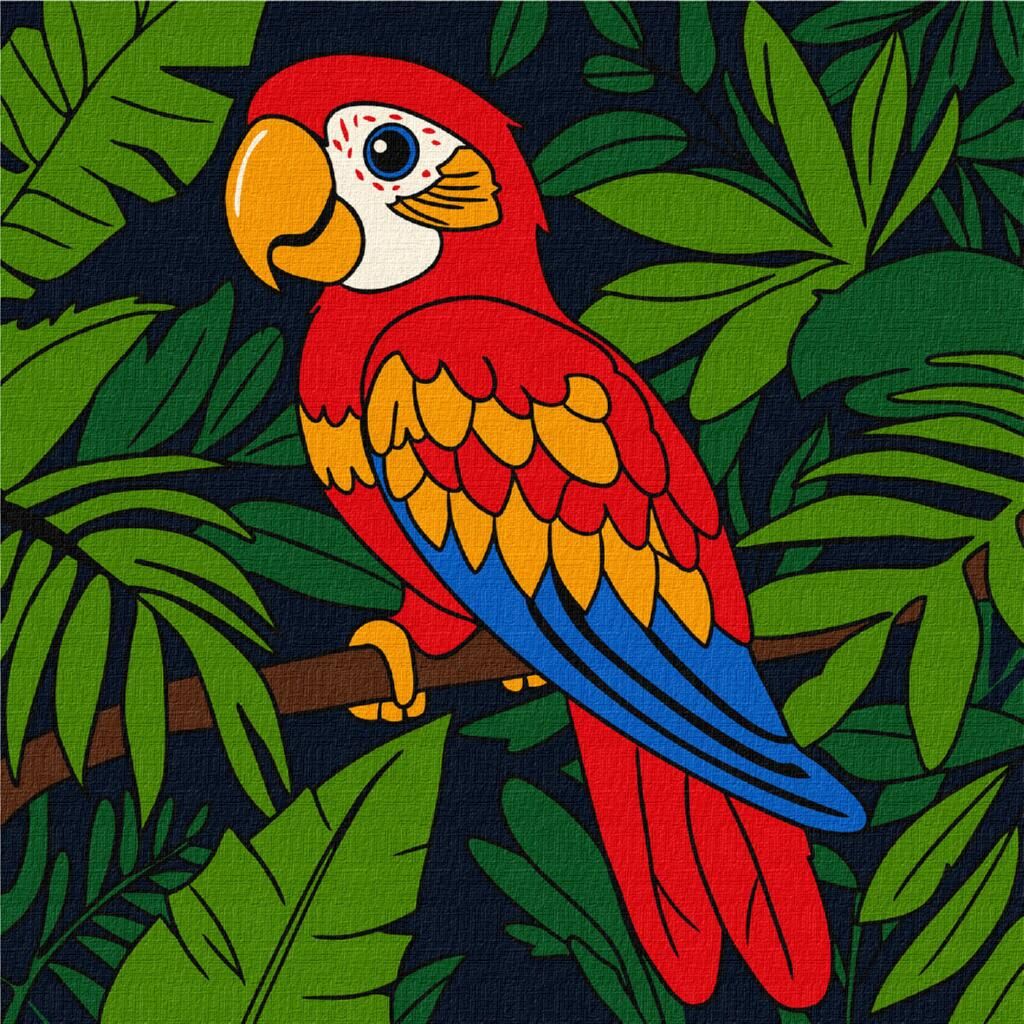 Picturi pe numere cu Păsări - Papagal strălucitor