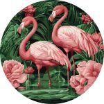 Picturi pe numere cu Păsări - Flamingo în flori