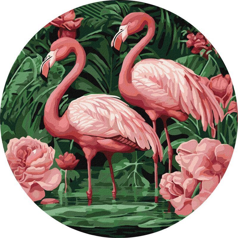Picturi pe numere cu Păsări - Flamingo în flori