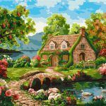 Picturi pe numere cu Peisaje - Casa înfloritoare