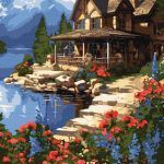 Picturi pe numere cu Peisaje - Cabana lângă lac