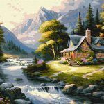 Picturi pe numere cu Peisaje - Casă în munți