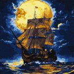 Picturi pe numere cu Veliere - Unde marea întâlnește cerul cu vopsele extra metalizate