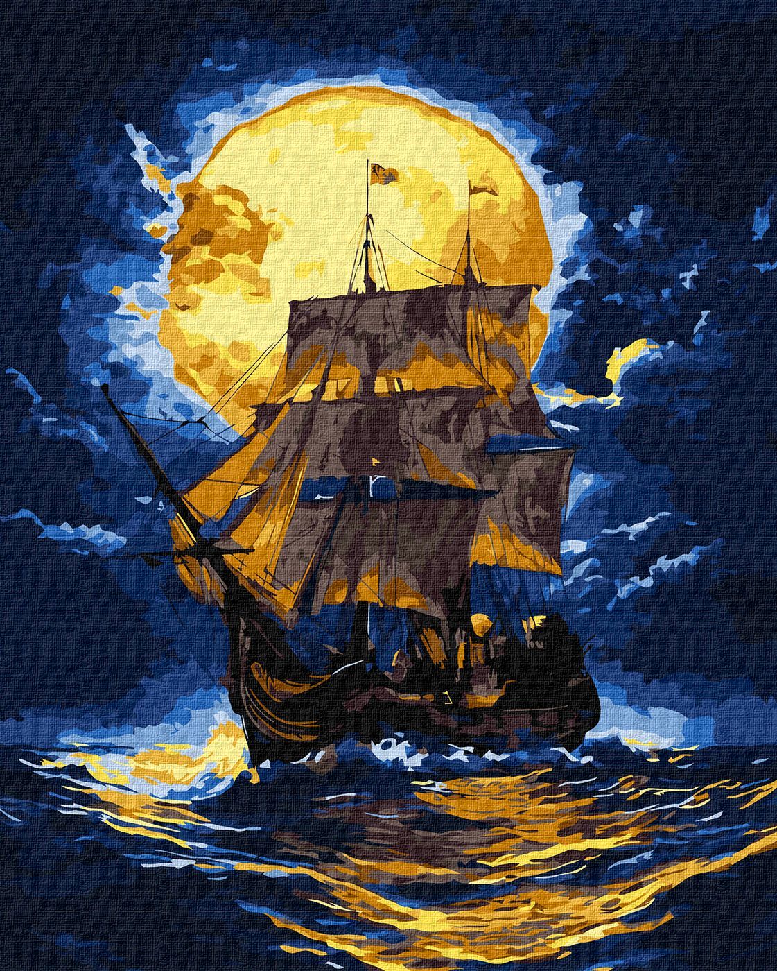 Picturi pe numere cu Veliere - Unde marea întâlnește cerul cu vopsele extra metalizate