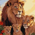 Picturi pe numere cu Animale - Familie de lei