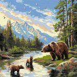 Picturi pe numere cu Animale - Ursoaica cu puii