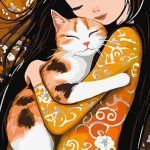 Picturi pe numere cu Portrete - Pisică în brațe