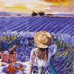 Picturi pe numere cu Peisaje - Picnic în lavandă